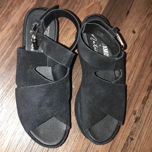 Matisse x Amuse Society black suede wedges